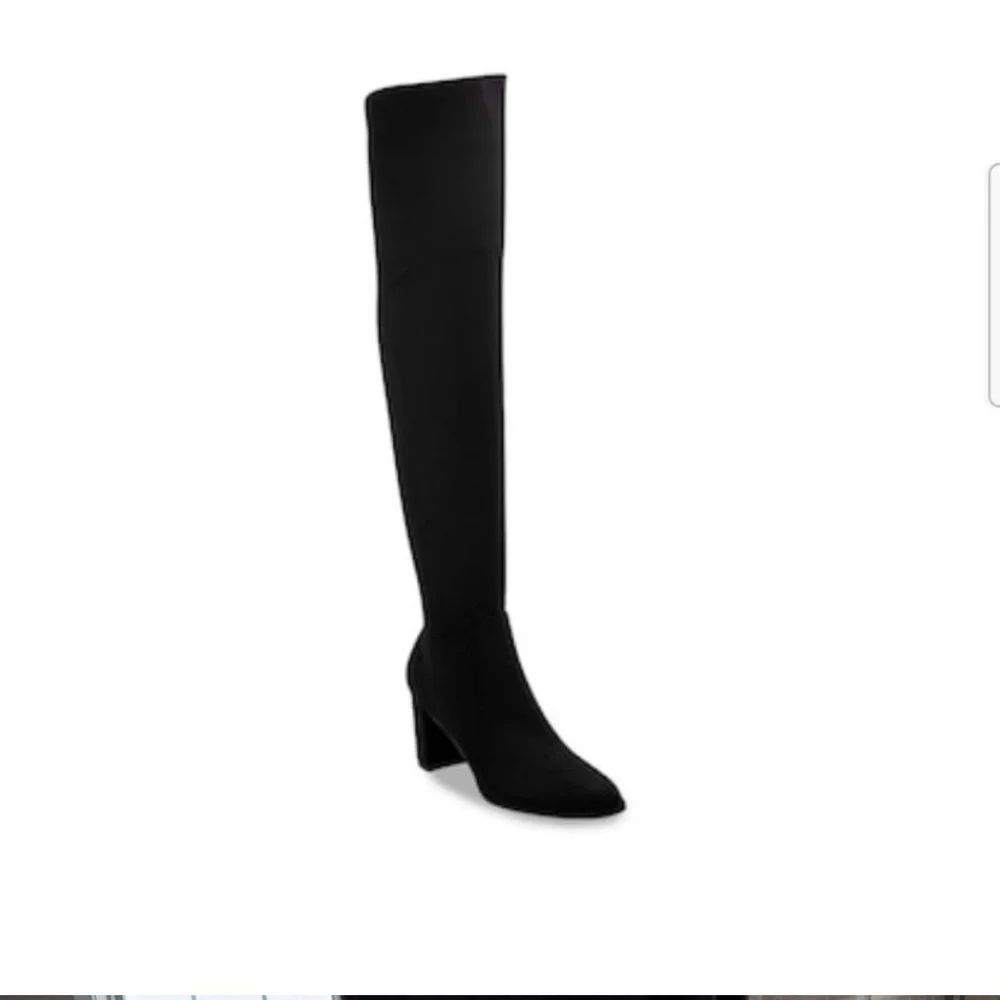 Marc Fisher Women's Luley Over-the-Knee Heeled Boot Black Suede with Stretch